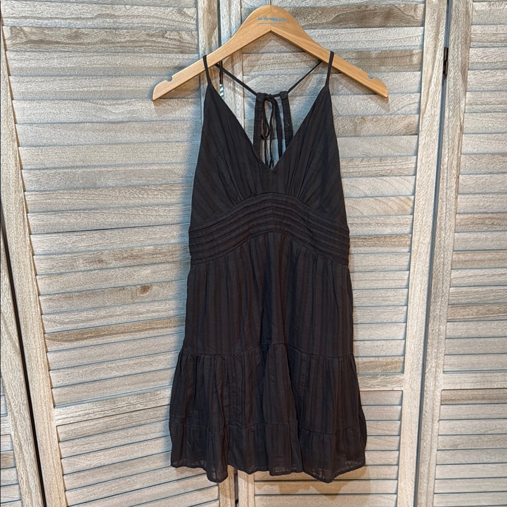 American Eagle Outfitters Black Ruched Halter Mini Dress